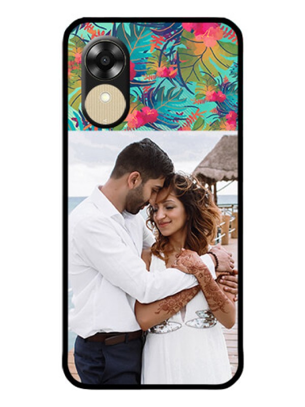 Custom Oppo A1k Photo Printing on Glass Case - Watercolor Floral Design