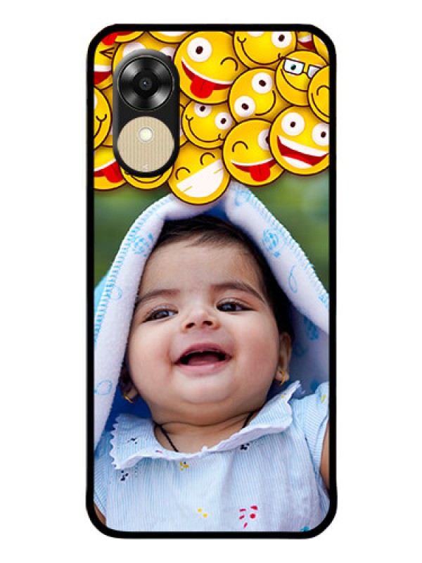 Custom Oppo A1k Custom Glass Mobile Case - with Smiley Emoji Design