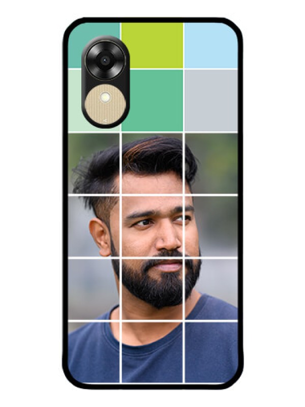 Custom Oppo A1k Photo Printing on Glass Case - with white box pattern