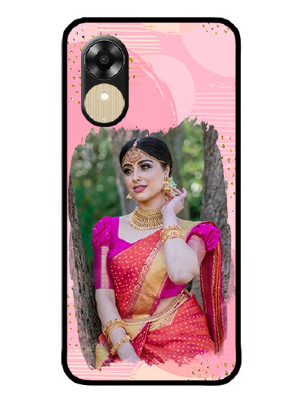 Custom Oppo A1k Personalized Glass Phone Case - Gold Glitter Splash Design