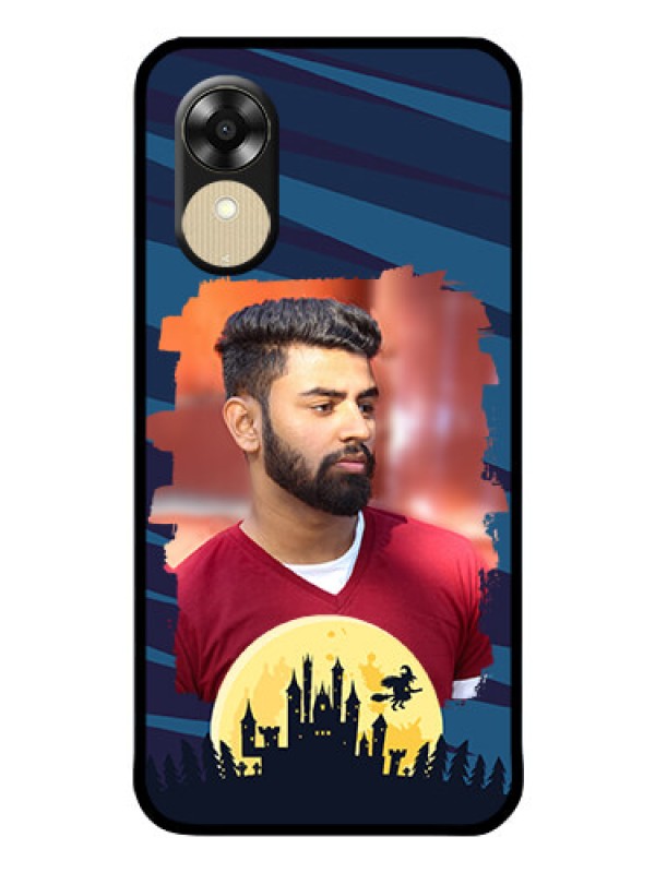 Custom Oppo A1k Photo Printing on Glass Case - Halloween Witch Design