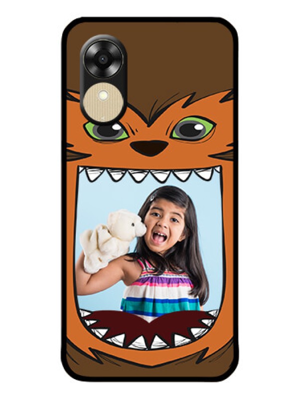 Custom Oppo A1k Photo Printing on Glass Case - Owl Monster Back Case Design