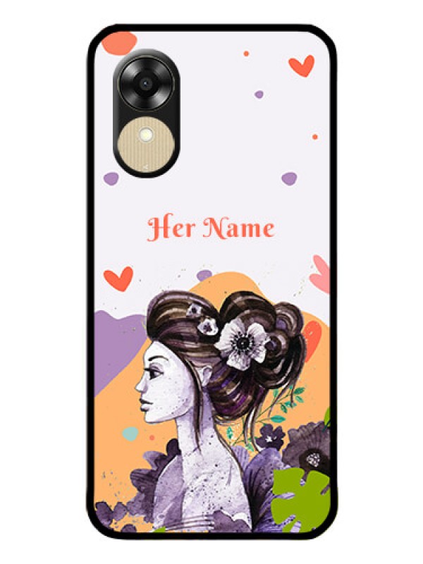Custom Oppo A17k Personalized Glass Phone Case - Woman And Nature Design