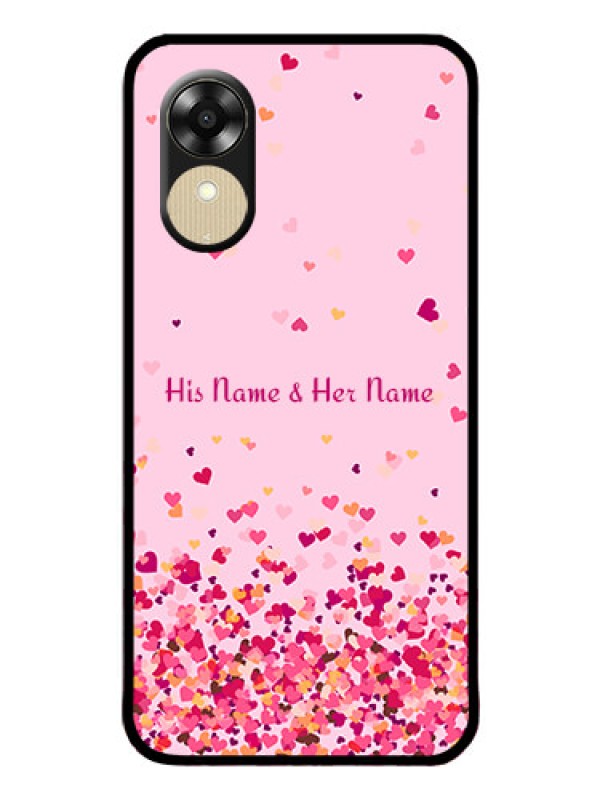 Custom Oppo A17k Photo Printing on Glass Case - Floating Hearts Design