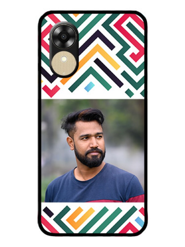 Custom Oppo A17k Personalized Glass Phone Case - Colorful Maze Pattern Design