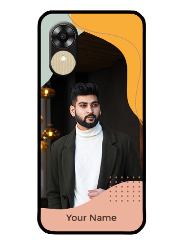 Custom Oppo A17k Personalized Glass Phone Case - Tri-coloured overlay design