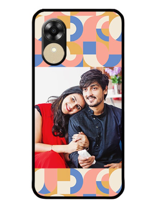 Custom Oppo A17k Photo Printing on Glass Case - Semi-circle Maze Pattern Design