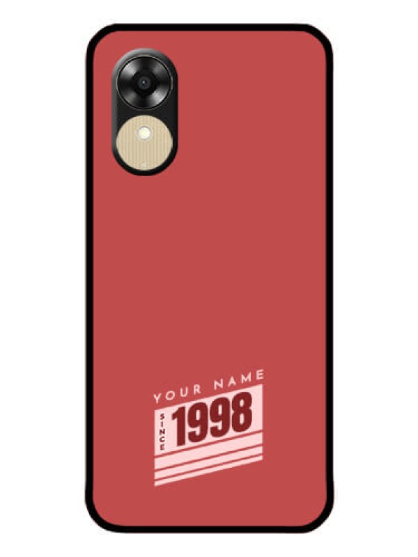 Custom Oppo A17k Custom Glass Phone Case - Red custom year of birth Design