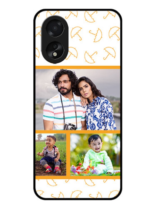 Custom Oppo A18 Custom Glass Phone Case - Yellow Pattern Design