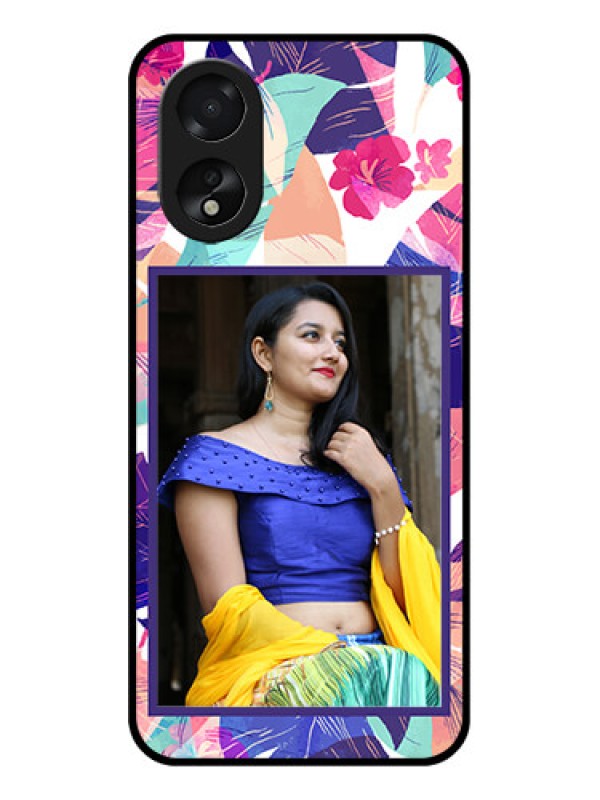 Custom Oppo A18 Custom Glass Phone Case - Abstract Floral Design