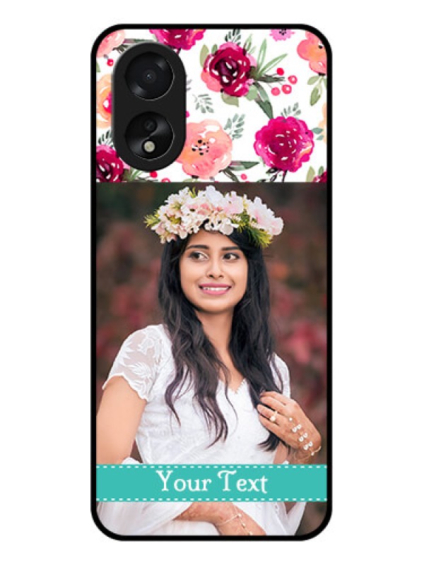 Custom Oppo A18 Custom Glass Phone Case - Water Colors Floral Design