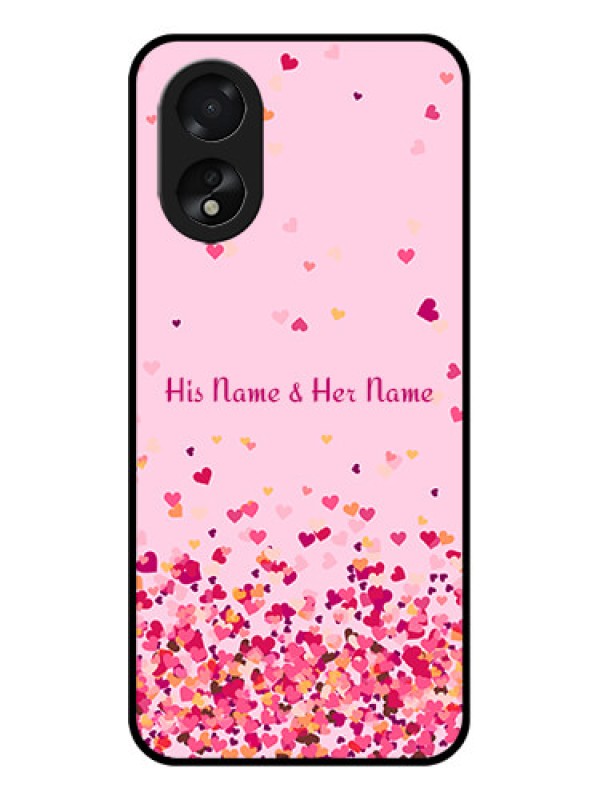 Custom Oppo A18 Custom Glass Phone Case - Floating Hearts Design