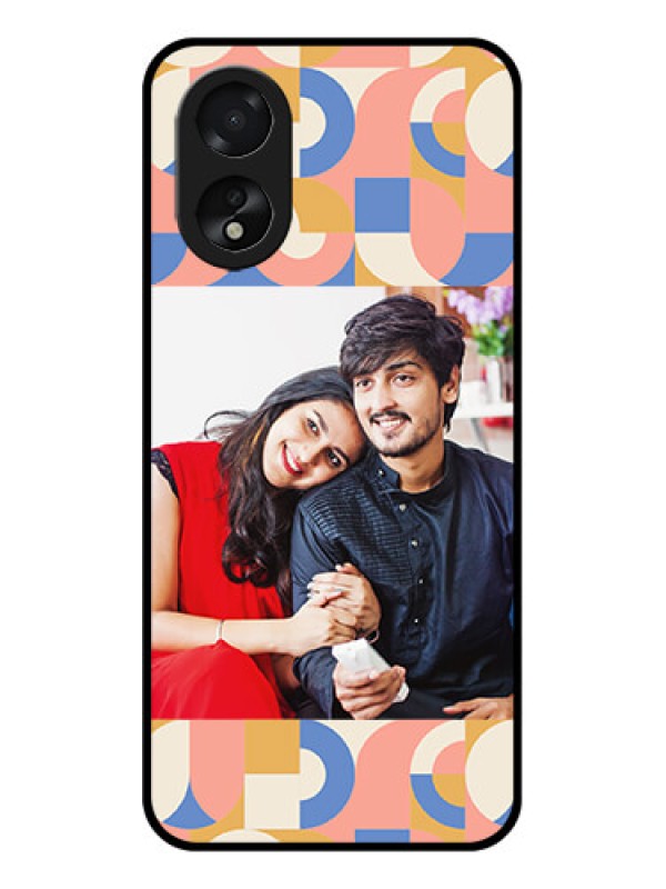 Custom Oppo A18 Custom Glass Phone Case - Semi - Circle Maze Pattern Design