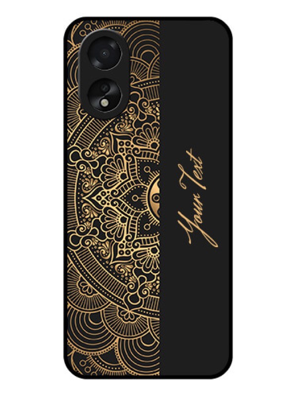 Custom Oppo A18 Custom Glass Phone Case - Mandala Art With Custom Text Design