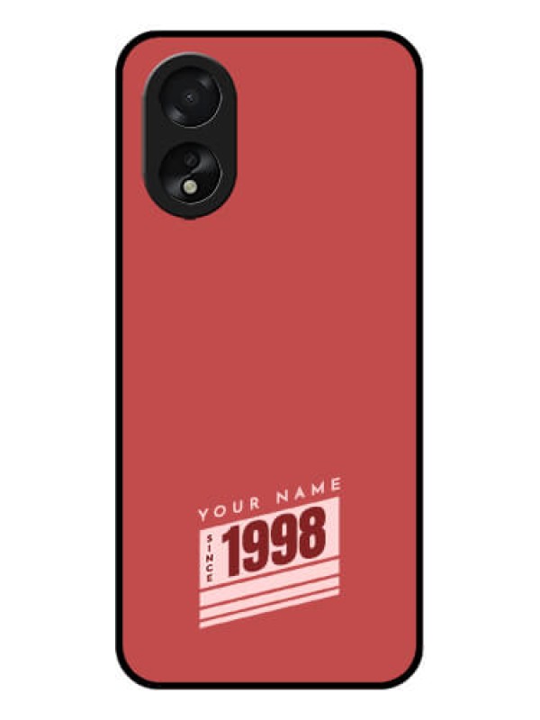 Custom Oppo A18 Custom Glass Phone Case - Red Custom Year Of Birth Design