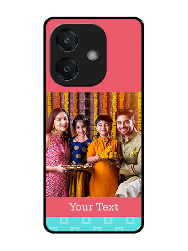 Custom Oppo A3 5G Custom Glass Phone CasePeach and Blue Color Design