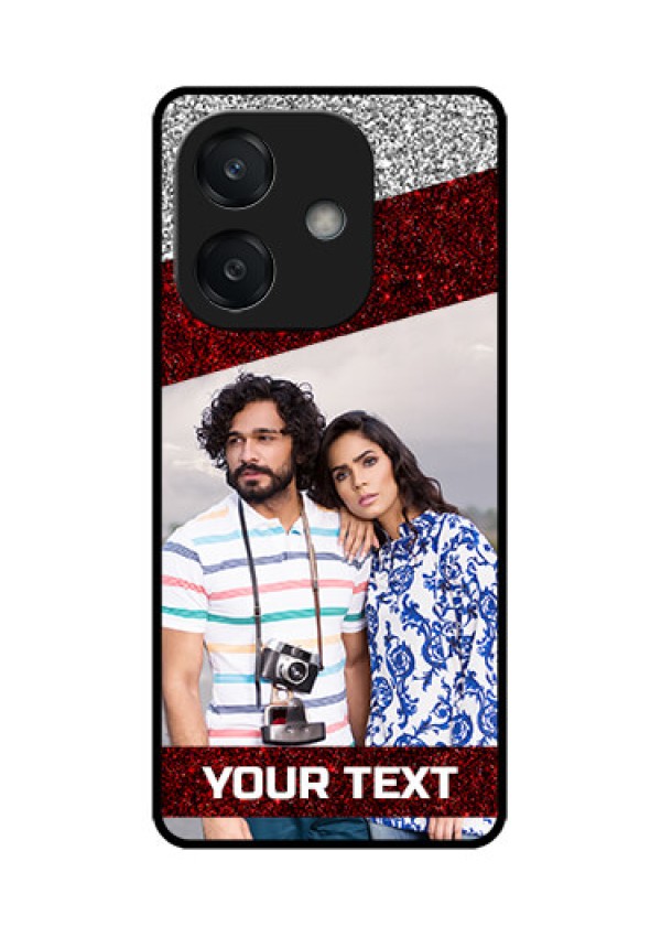 Oppo A3 5G Custom Glass Phone CaseImage Holder With Glitter Strip Design