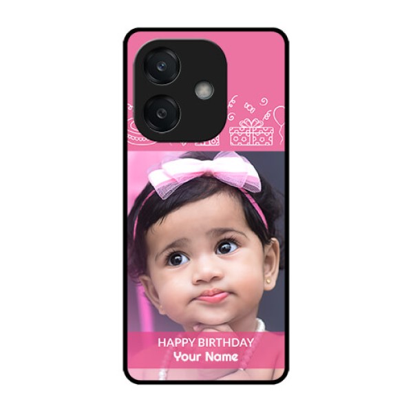 Oppo A3 5G Custom Glass Phone CaseWith Birthday Line Art Design