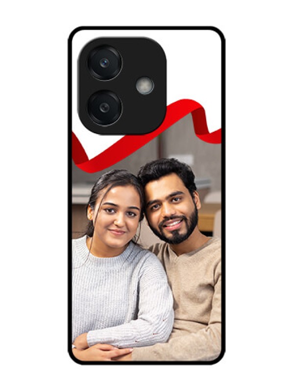 Custom Oppo A3 5G Custom Glass Phone CaseRed Ribbon Frame Design