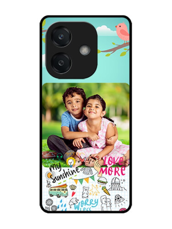 Custom Oppo A3 5G Custom Glass Phone CaseDoodle Love Design