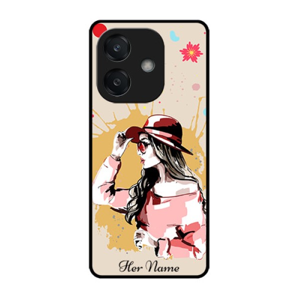 Oppo A3 5G Custom Glass Phone CaseWomen With Pink Hat Design Oppo A3 5G Custom Glass Phone CaseWomen With Pink Hat Design