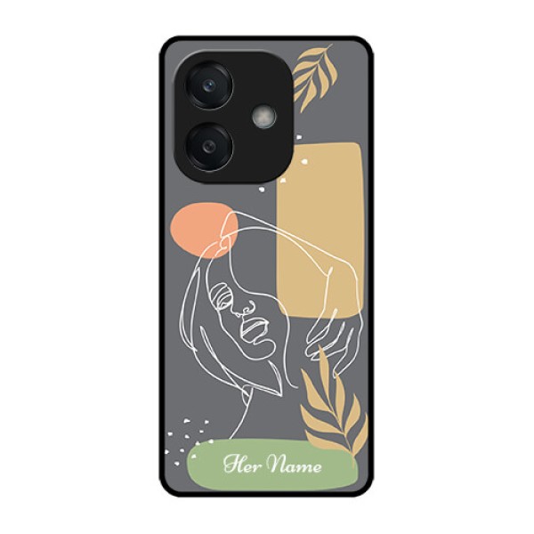 Oppo A3 5G Custom Glass Phone CaseGazing Woman Line Art Design Oppo A3 5G Custom Glass Phone CaseGazing Woman Line Art Design