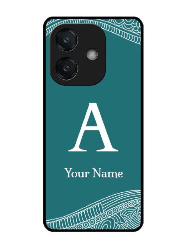 Custom Oppo A3 5G Custom Glass Phone CaseLine Art Pattern With Custom Name Design