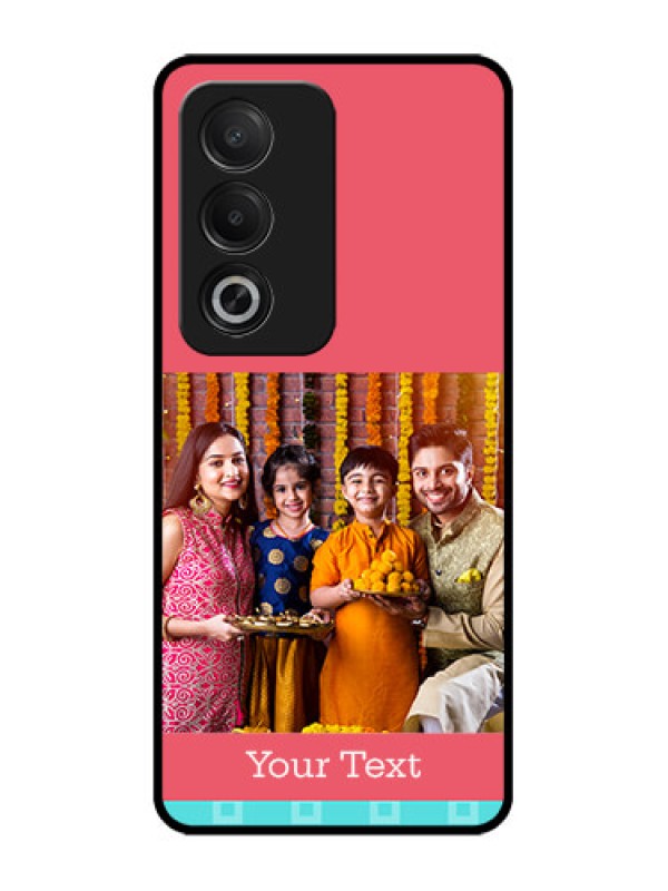 Custom Oppo A3 Pro 5G Custom Glass Phone CasePeach and Blue Color Design