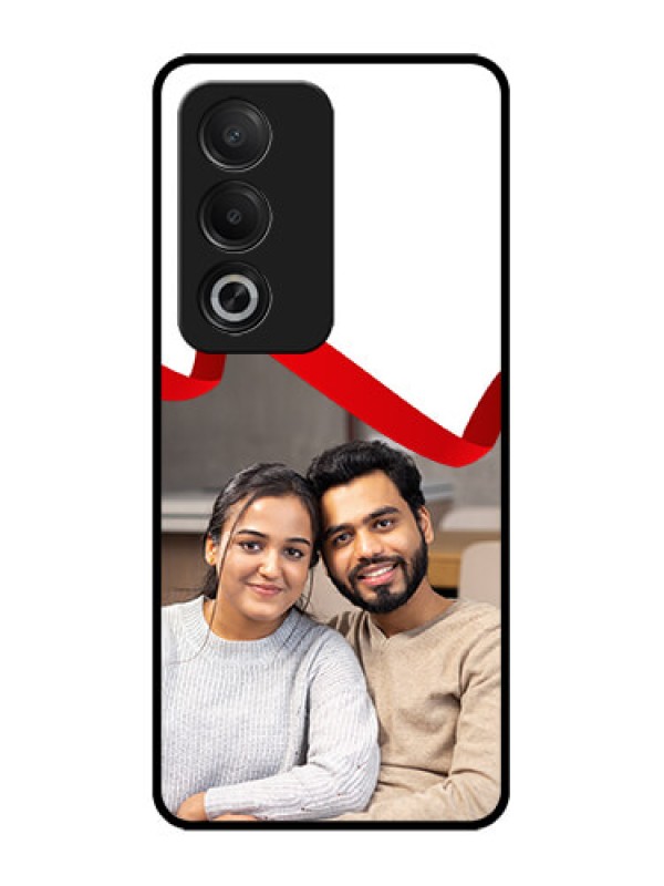 Custom Oppo A3 Pro 5G Custom Glass Phone CaseRed Ribbon Frame Design