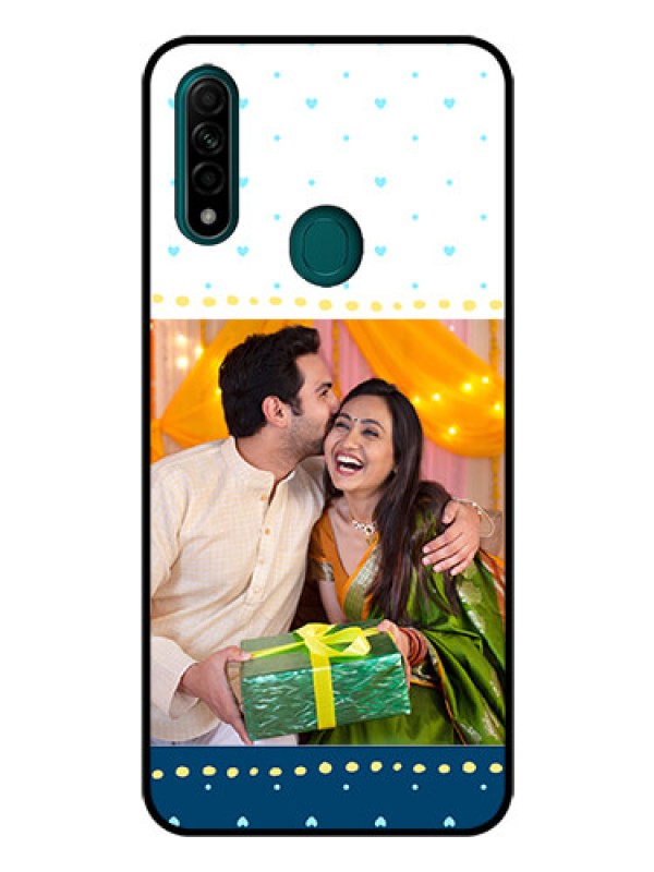 Custom Oppo A31 Personalized Glass Phone Case  - White and Blue Abstract Design