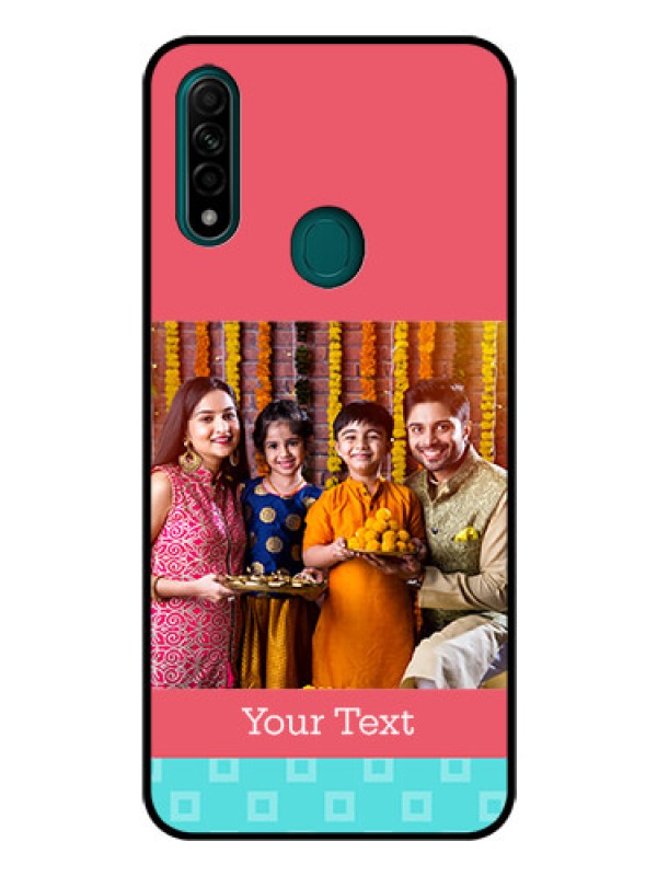 Custom Oppo A31 Personalized Glass Phone Case  - Peach & Blue Color Design