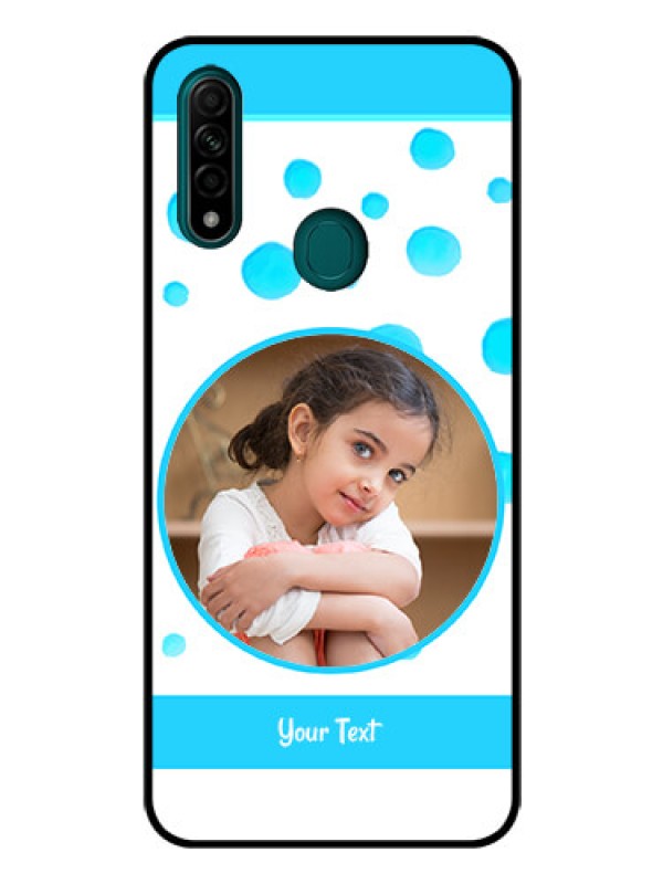 Custom Oppo A31 Photo Printing on Glass Case  - Blue Bubbles Pattern Design