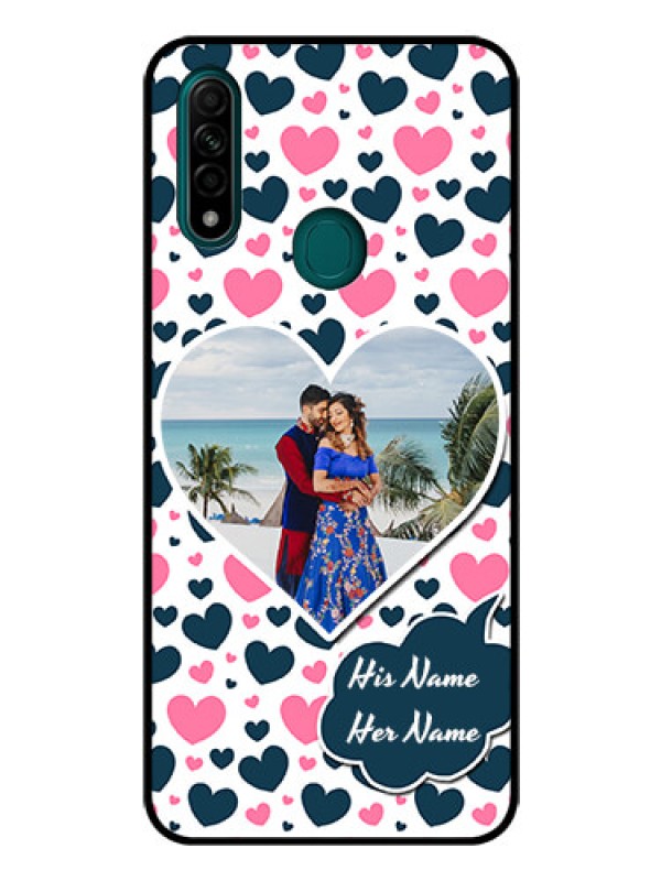 Custom Oppo A31 Custom Glass Phone Case  - Pink & Blue Heart Design