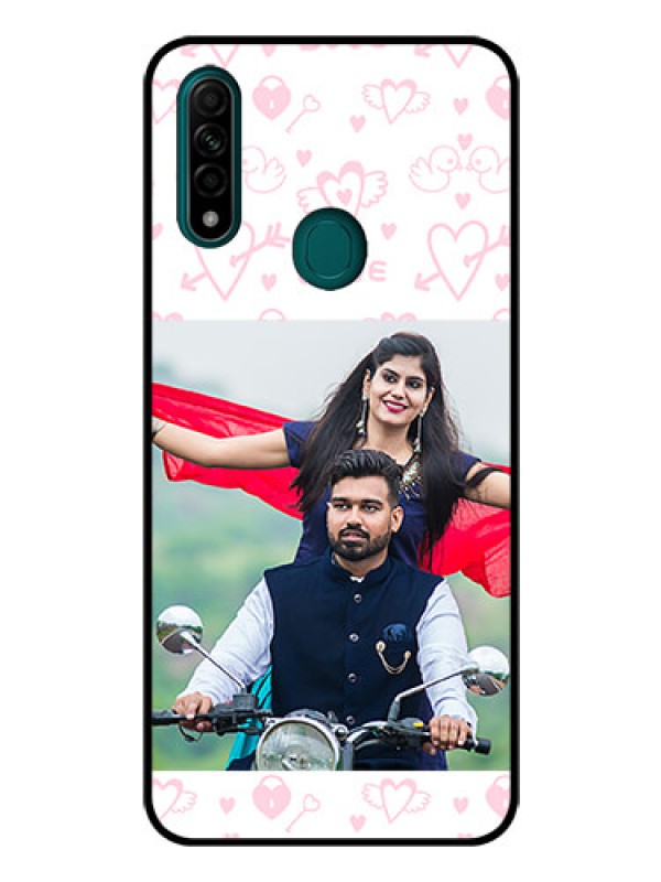 Custom Oppo A31 Custom Glass Mobile Case  - Pink Flying Heart Design