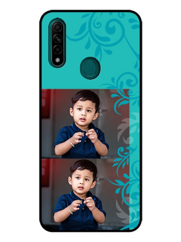 Custom Oppo A31 Personalized Glass Phone Case  - with Photo and Green Floral Design 