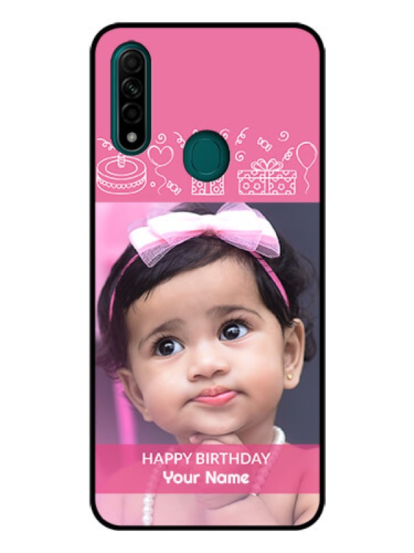 Custom Oppo A31 Photo Printing on Glass Case  - with Birthday Line Art Design