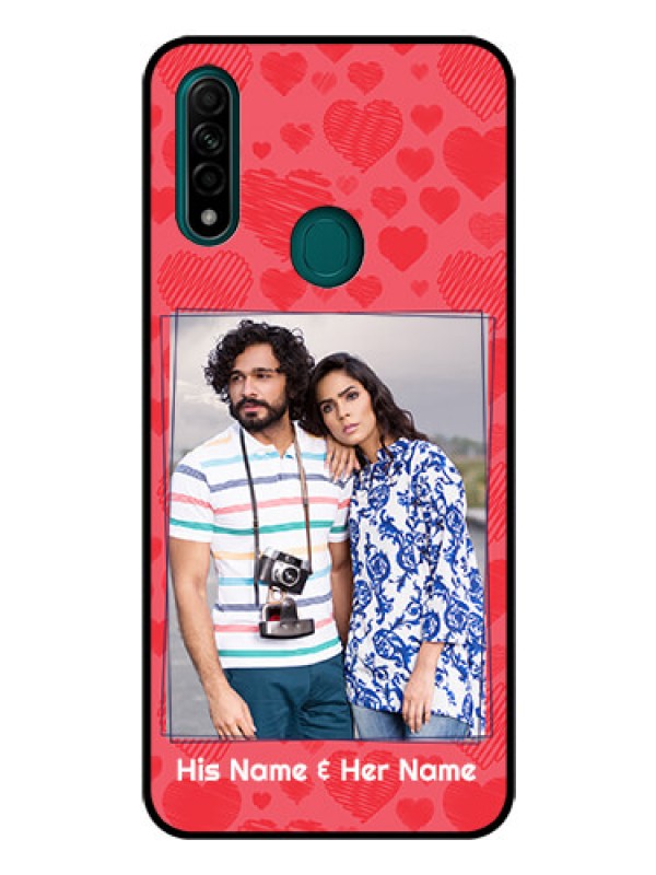 Custom Oppo A31 Photo Printing on Glass Case  - with Red Heart Symbols Design