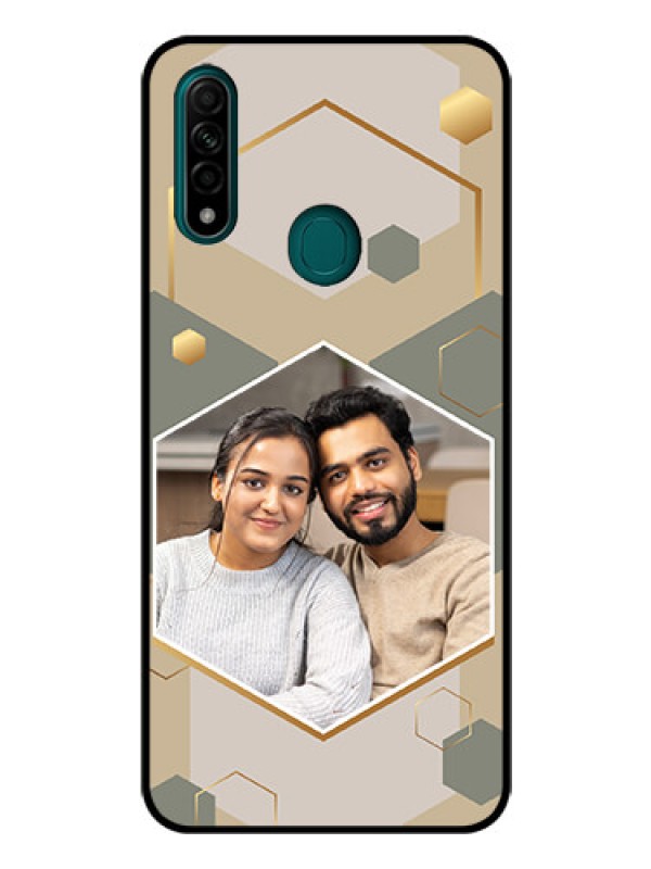 Custom Oppo A31 Photo Printing on Glass Case - Stylish Hexagon Pattern Design
