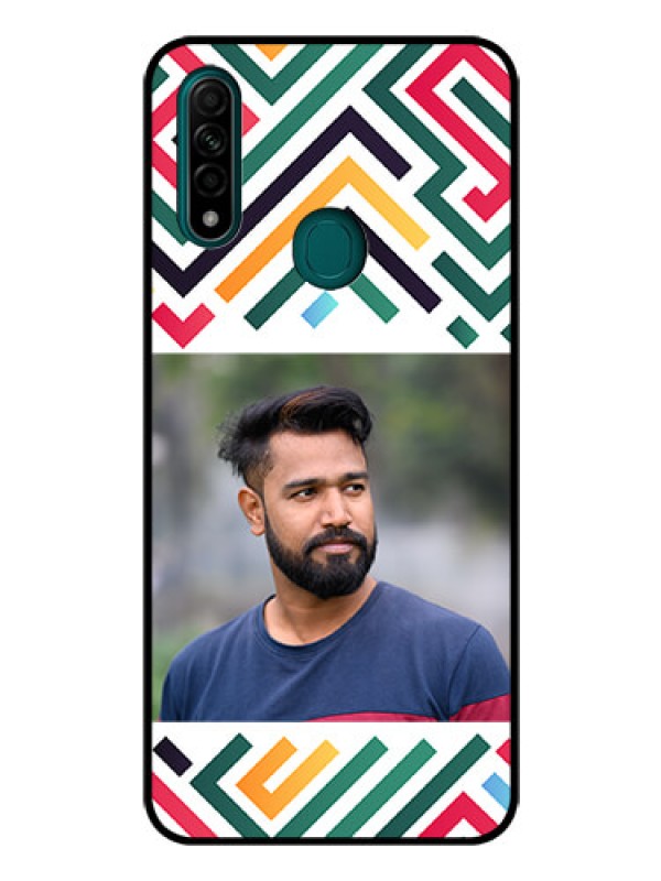 Custom Oppo A31 Personalized Glass Phone Case - Colorful Maze Pattern Design