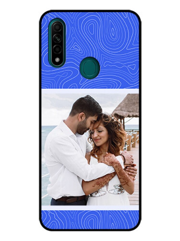 Custom Oppo A31 Custom Glass Mobile Case - Curved line art with blue and white Design