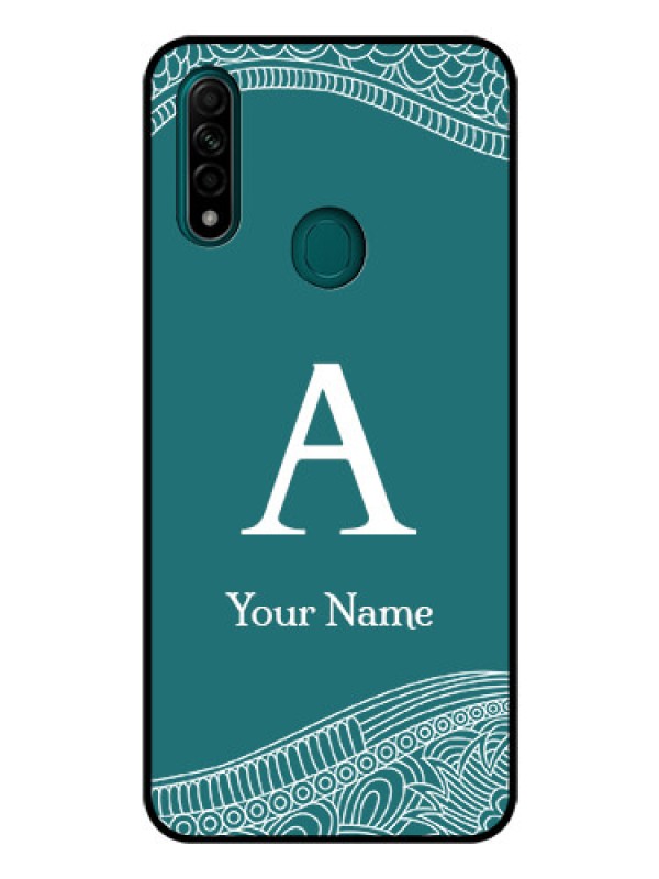 Custom Oppo A31 Personalized Glass Phone Case - line art pattern with custom name Design