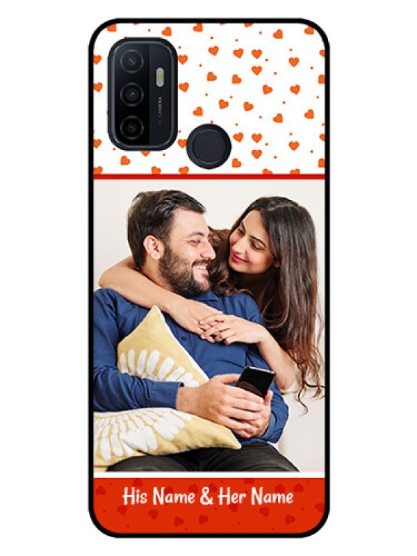 Custom Oppo A33 2020 Custom Glass Phone Case  - Orange Love Symbol Design