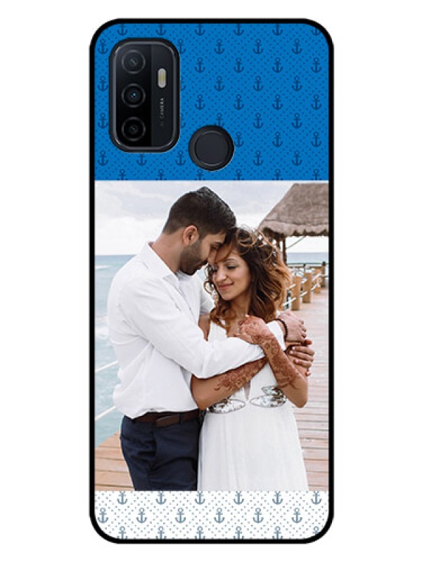 Custom Oppo A33 2020 Photo Printing on Glass Case  - Blue Anchors Design