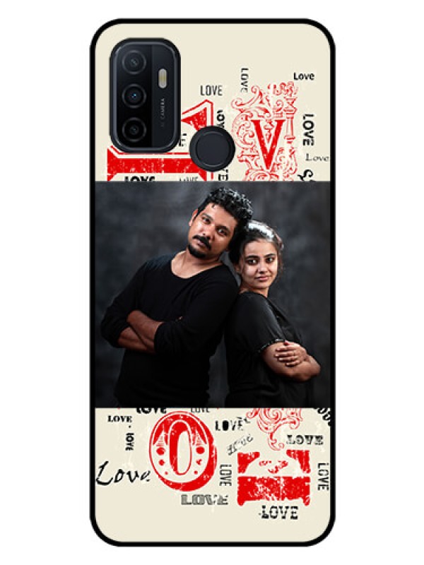 Custom Oppo A33 2020 Photo Printing on Glass Case  - Trendy Love Design Case