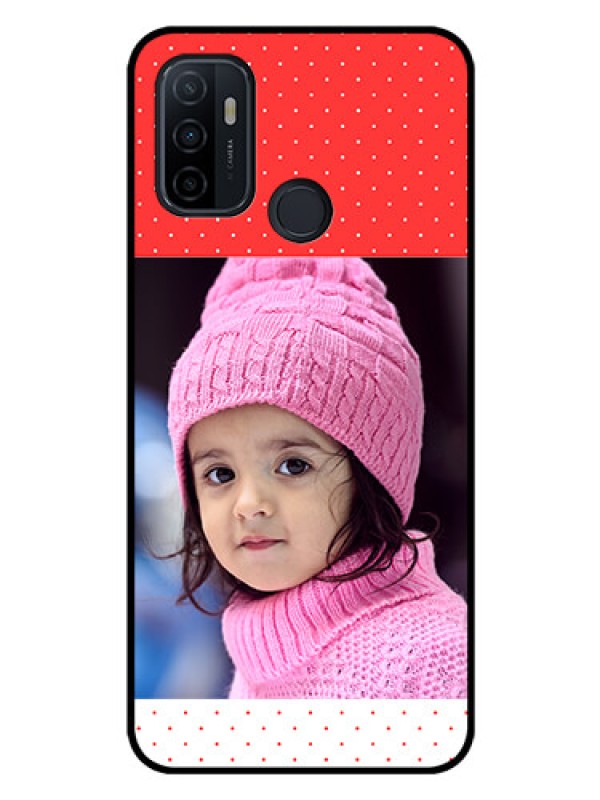 Custom Oppo A33 2020 Photo Printing on Glass Case  - Red Pattern Design