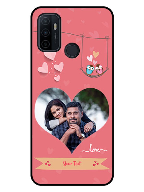 Custom Oppo A33 2020 Personalized Glass Phone Case  - Peach Color Love Design 