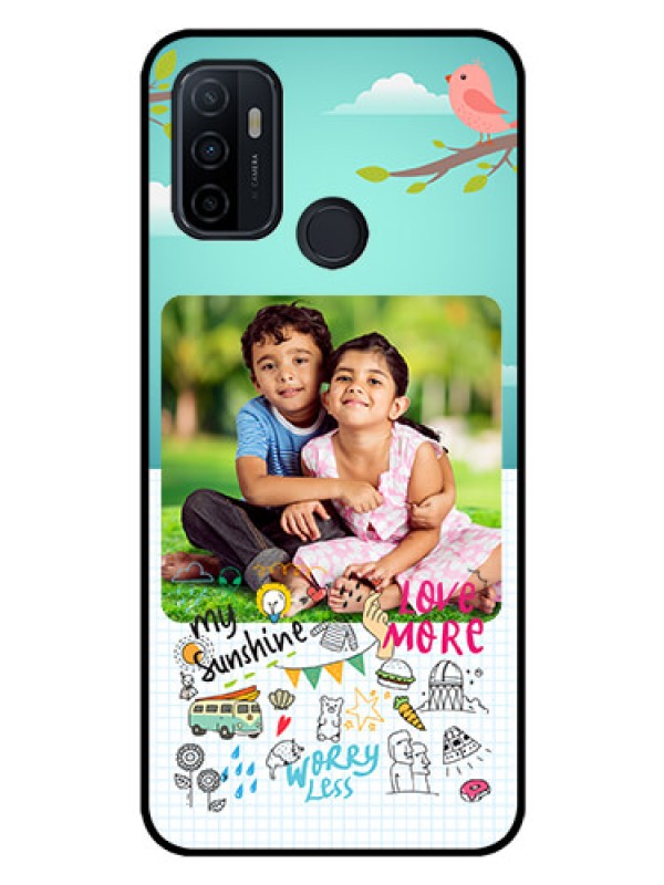 Custom Oppo A33 2020 Photo Printing on Glass Case  - Doodle love Design