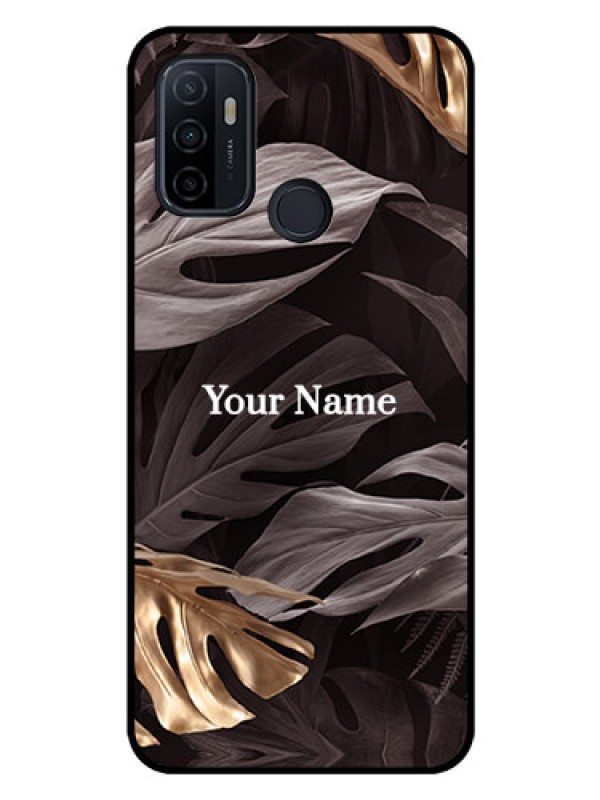 Custom Oppo A33 2020 Personalised Glass Phone Case - Wild Leaves digital paint Design