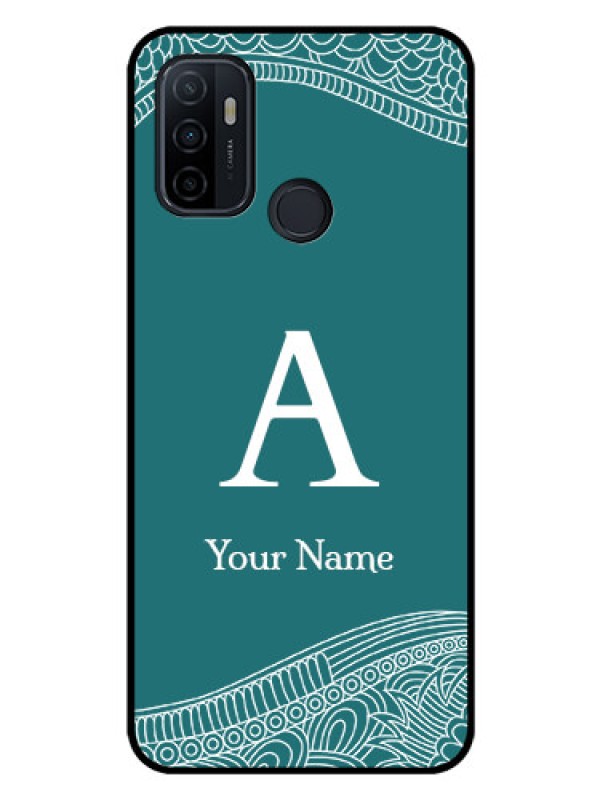 Custom Oppo A33 2020 Personalized Glass Phone Case - line art pattern with custom name Design