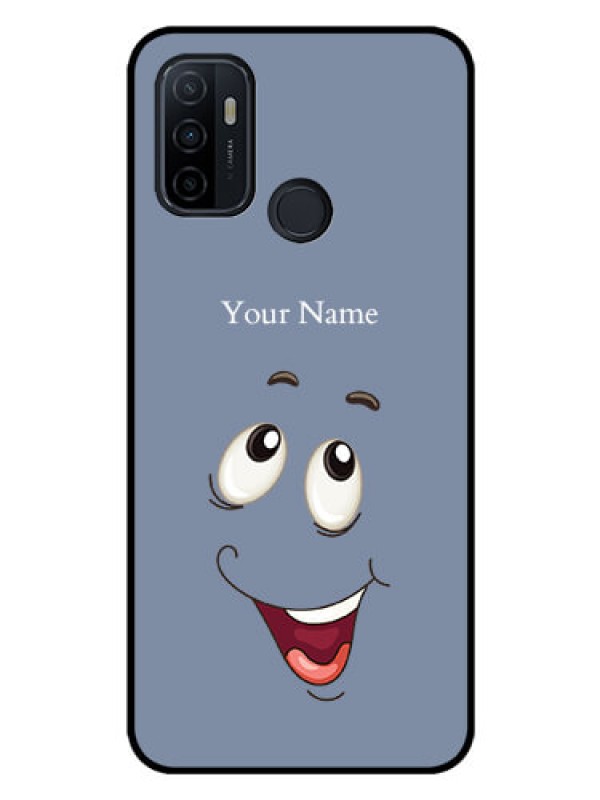 Custom Oppo A33 2020 Photo Printing on Glass Case - Laughing Cartoon Face Design
